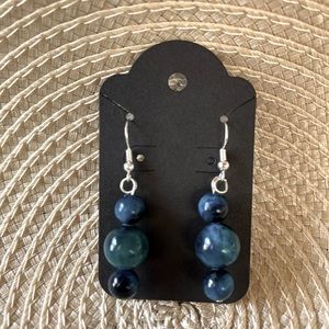 Blue Tigers Eye Earrings